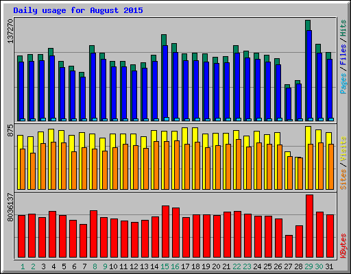 Daily usage for August 2015