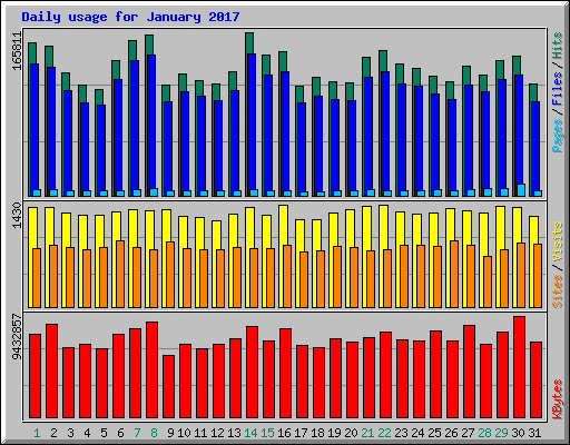 Daily usage for January 2017