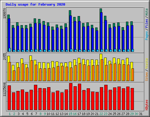 Daily usage for February 2020