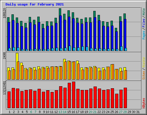 Daily usage for February 2021