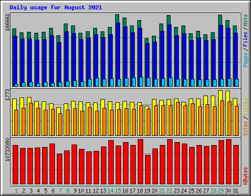 Daily usage for August 2021