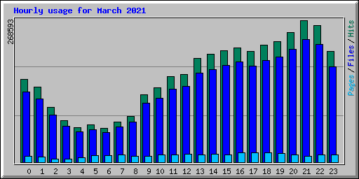 Hourly usage for March 2021